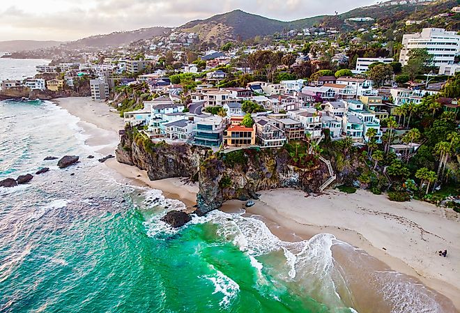Luxury buildings along the coast of Laguna Beach, California.