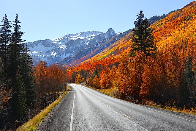 Million Dollar Highway (US Route 550) through the San Juan Mountains of Colorado.