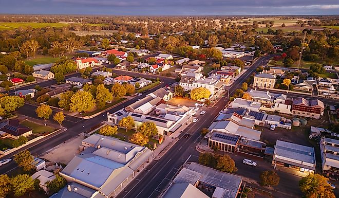 Aerial view of Penola, South Australia.