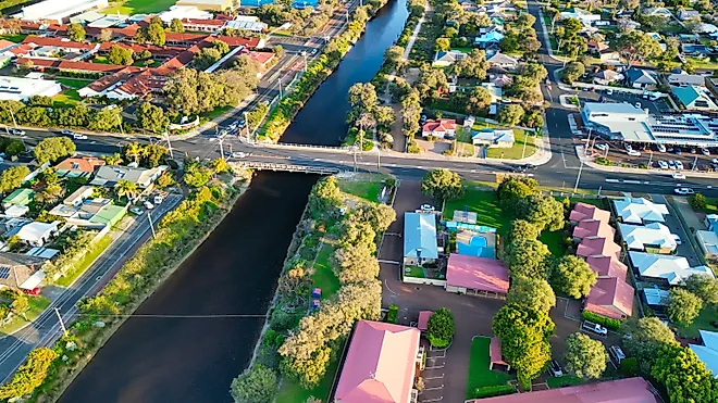 Aerial view of Busselton at sunset, Western Australia
