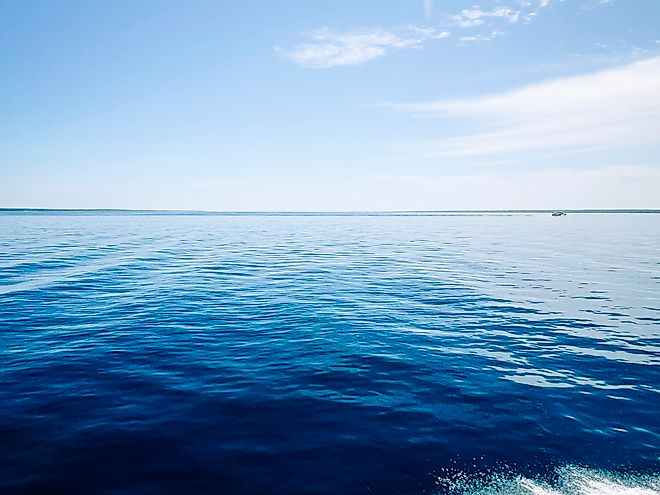 Deep Blue Water Surface of Lake Huron Under Sunny Sky