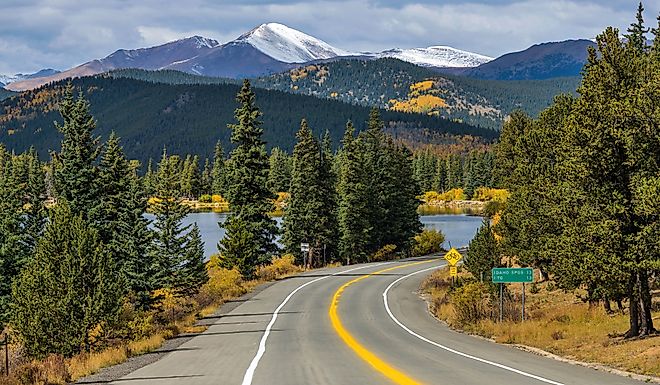 Mt. Blue Sky Scenic Byway - An Autumn day view of Mt. Blue Sky Scenic Byway at Echo Lake.
