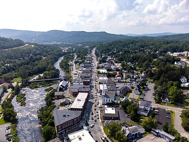 Aerial view of downtown Littleton, New Hampshire.