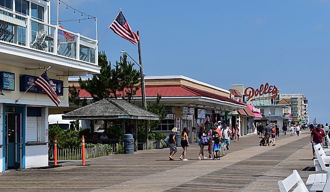 The charming beachside scene of Rehoboth Beach, Delaware. Editorial credit: Foolish Productions / Shutterstock.com.