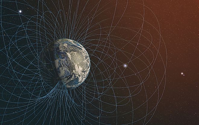 `3D rendering of Planet Earth's magnetic field. Elements of this image furnished by NASA. Image credit: Janez Volmajer/Shutterstock.com