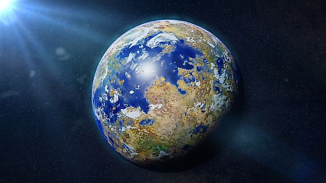 Artist’s concept of a potentially Alien world exoplanet in the habitable zone.