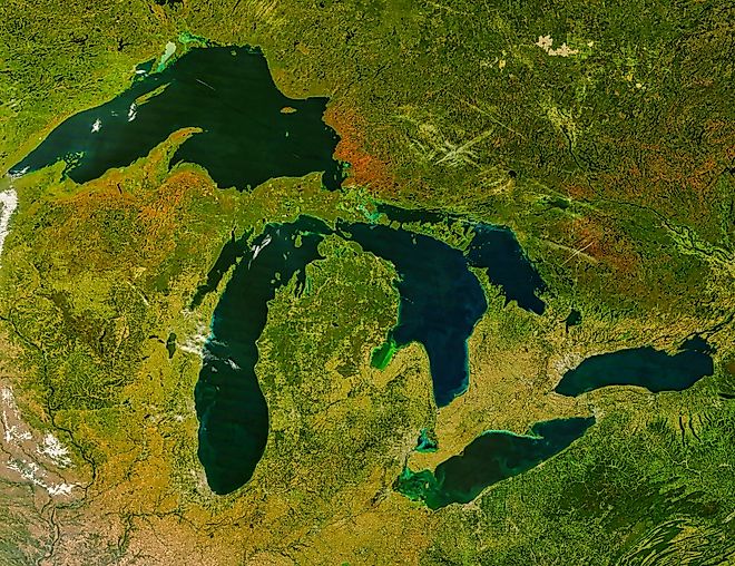 The Great Lakes.  Elements of this image furnished by NASA.