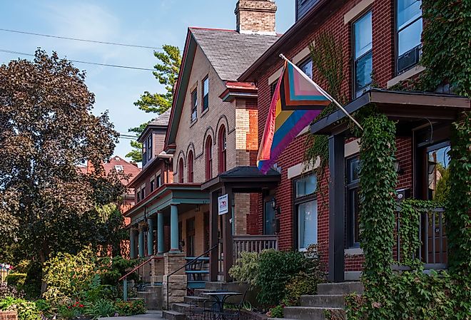 Historic brick buildings in German Village on a warm September day. Image credit arthurgphotography via Shutterstock.com