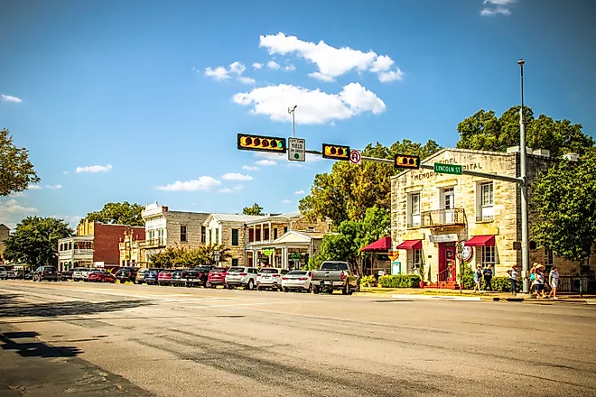 The Main Street in Fredericksburg, Texas. Image credit ShengYing Lin via Shutterstock