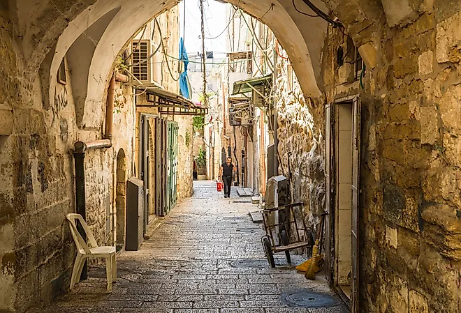 The historic stone street in Jerusalem. Image credit: maziarz via Shutterstock.