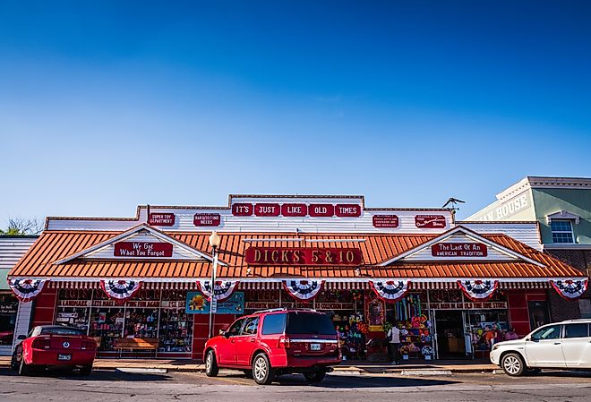  Dicks 5 and 10 is long-running store carrying old-fashioned candy, retro toys vintage-chic goods. Image credit Sandra Foyt via Shutterstock. 