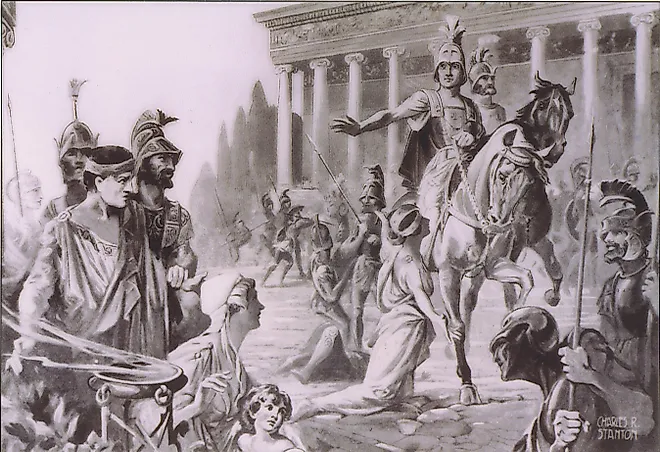 Alexander at the Sack of Thebes (335 BC). By Charles Rebel Stanton, Public Domain, Wikimedia Commons.