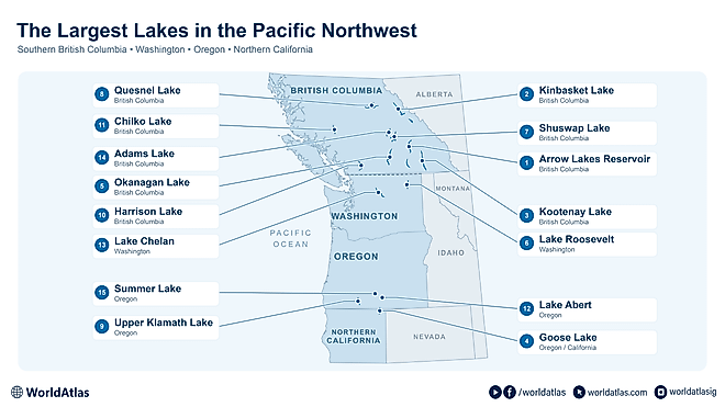 infographic showing the largest lakes in the pacific northwest