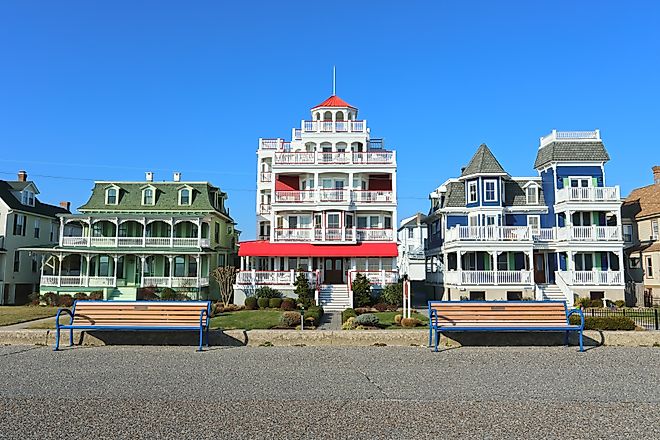 Victorian houses on the beach, Cape May, New Jersey, USA