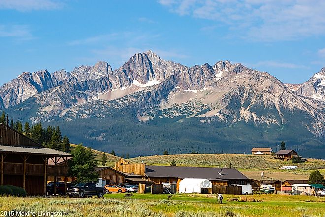 The Sawtooth Mountains rising over Stanley, Idaho.