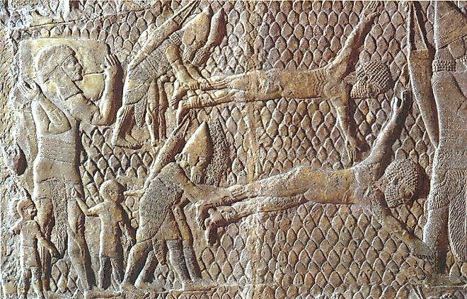 Assyrians flaying their prisoners alive.