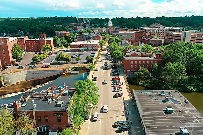 Downtown buildings in the town of Dover, New Hampshire.