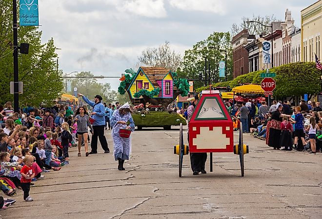 Tulip Time Festival Parade of Pella, Iowa. Image credit yosmoes815 via Shutterstock
