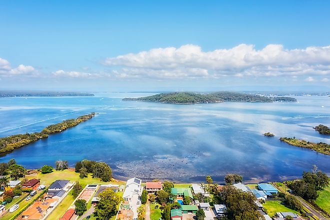 Lakeshore of Lake Macquarie in Swansea regional community town on Pacific coast. 