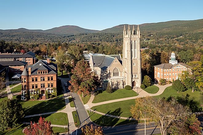The Thompson Memorial Chapel on the campus of Williams College in Williamstown, Massachusetts.