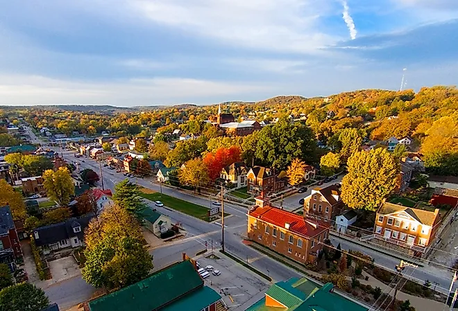 Aerial view of Hermann, Missouri.