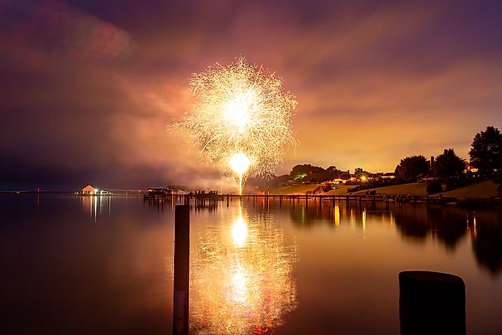 Fireworks over the Rappahannock River in Virginia