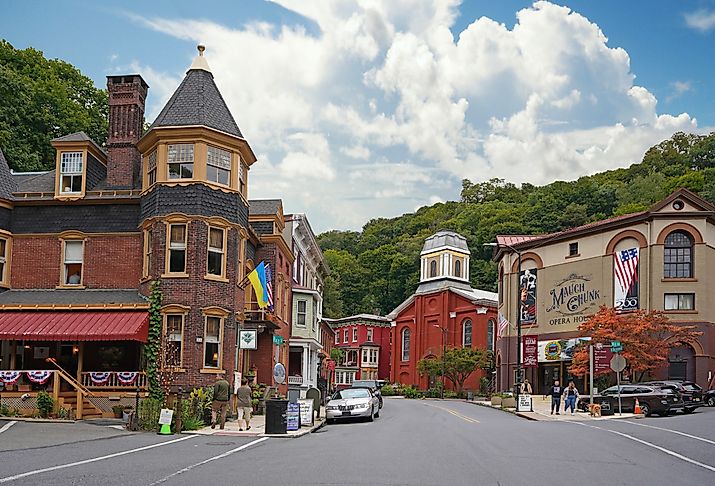 Downtown street in Jim Thorpe, Pennsylvania. Image credit zimmytws via Shutterstock