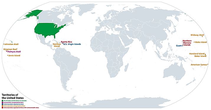 Map of United States including territories. Via Shutterstock / Peter Hermes Furian