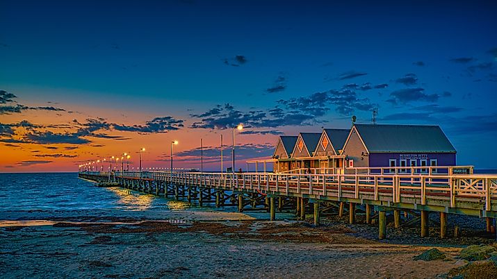 Busselton Jetty in Busselton, Western Australia.