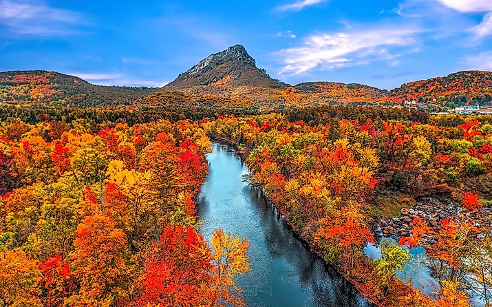 A photo of a New England fall foliage.