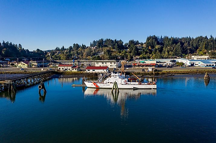 Boats along the harbor in Coos Bay, Oregon. Editorial credit: Manuela Durson / Shutterstock.com