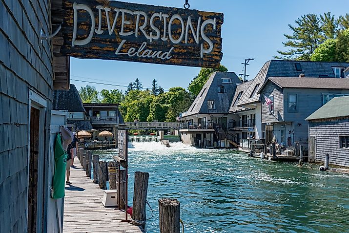 View of Fishtown in Leland, Michigan. Editorial credit: Frank Setili / Shutterstock.com