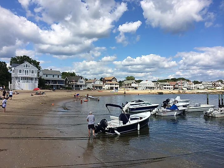 People on the beach in Madison, Connecticut