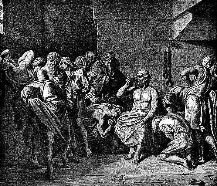 Socrates Death, sentenced to death by drinking hemlock poison (circa 4th century BC).