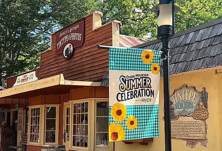 Stores at Silver Dollar City amusement park in Branson, Missouri