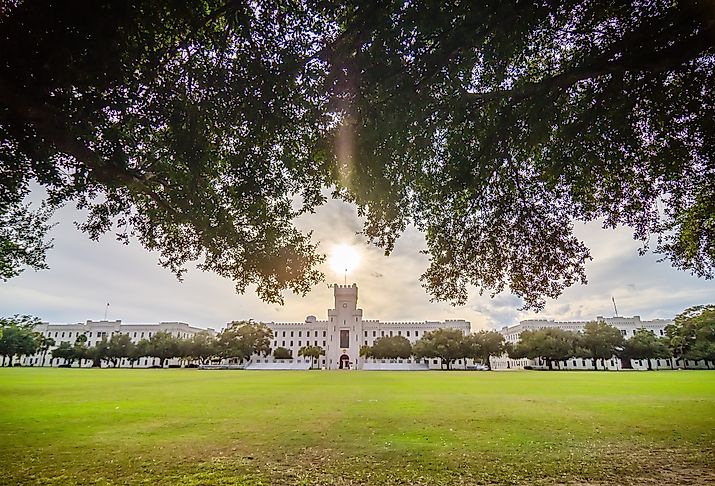 The old Citadel campus buildings in Charleston, South Carolina. Image credit digidreamgrafix via AdobeStock.