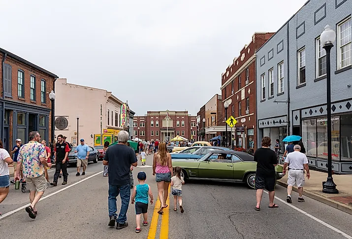 People walking down the street in Elizabethtown, Kentucky. Image credit Brian Koellish via Shutterstock