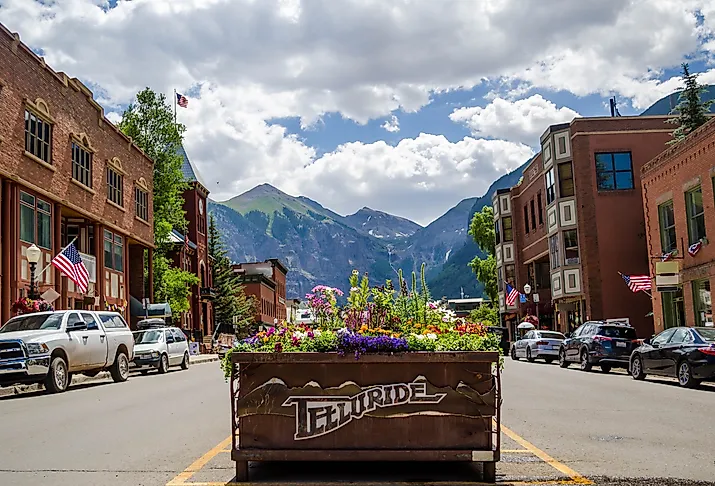 Downtown street in Telluride, Colorado.