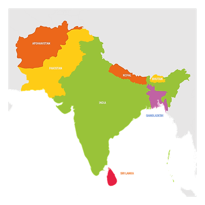 Map of the Indian subcontinent.