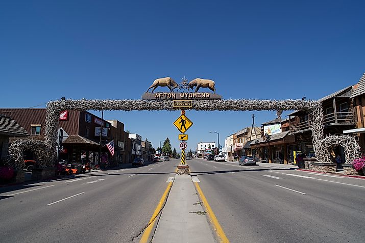 World's Largest Elkhorn Arch in Afton, Wyoming. (Editorial credit: alwayssunnyalwaysreal / Shutterstock.com)