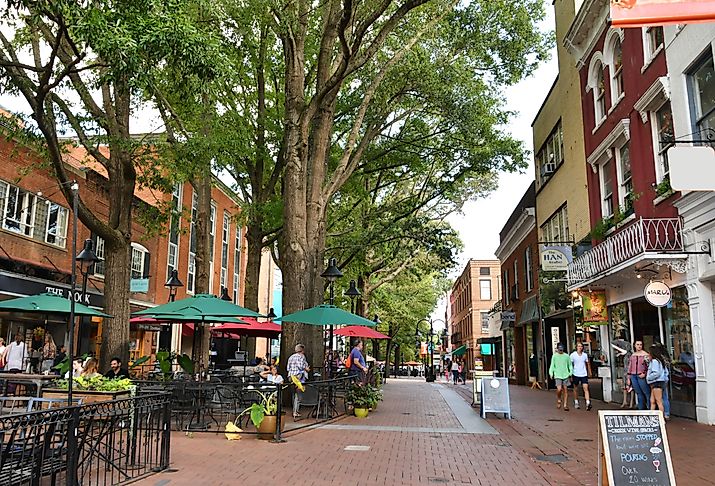 Downtown Mall in Charlottesville, Virginia. Image credit MargJohnsonVA via Shutterstock