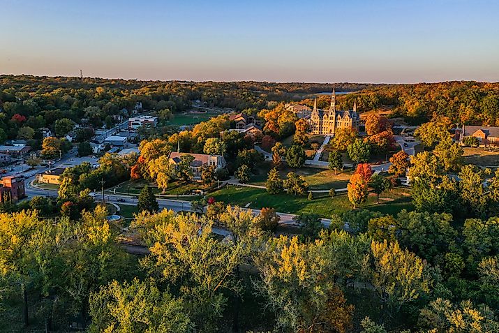 Aerial view of Parkville, Missouri. Editorial credit: Rachael Martin / Shutterstock.com.