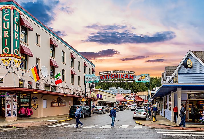 Busy downtown streets of Ketchikan, Alaska. Image credit Darryl Brooks via Shutterstock
