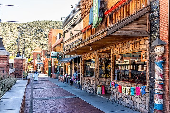 Historic downtown street sidewalk in Glenwood Springs, Colorado. Editorial credit: Kristi Blokhin / Shutterstock.com