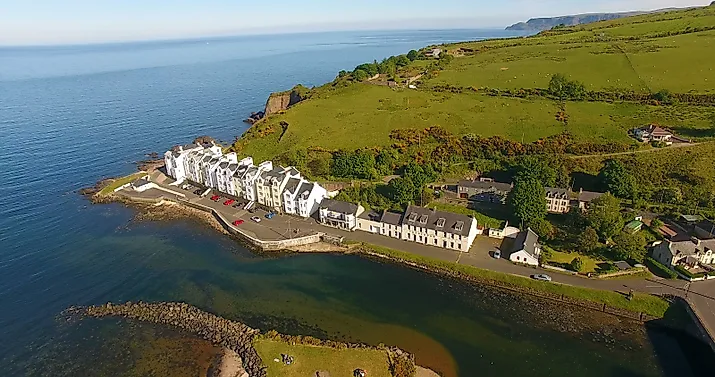 Aerial view of Cushendun, Antrim, Northern Ireland