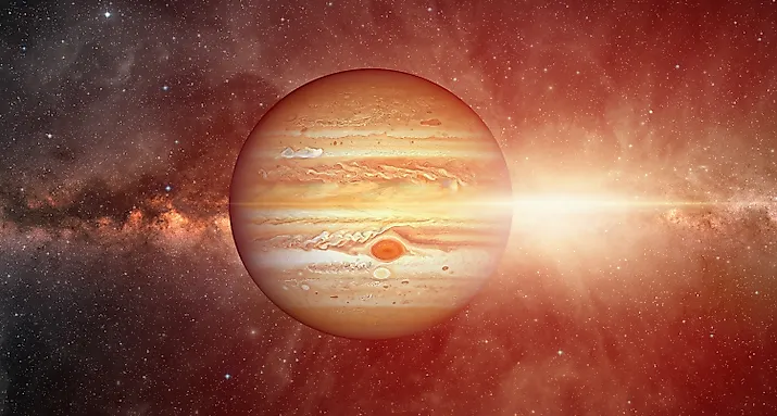 Unknown light near planet Jupiter. Elements of this image furnished by NASA.