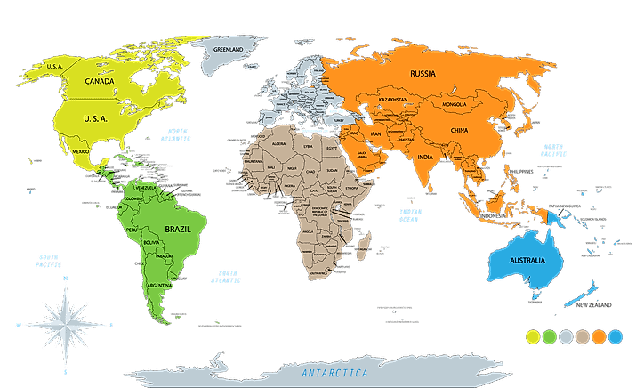 Continents of the world.