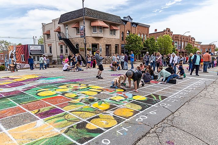 Chalk the Walk in Mount Vernon, Iowa. Image credit: Jessica Connery / Shutterstock