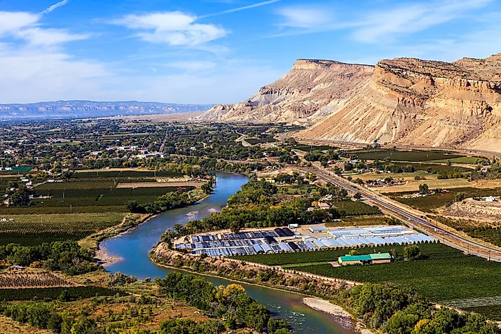 View of Grand Junction, Colorado with the Colorado River