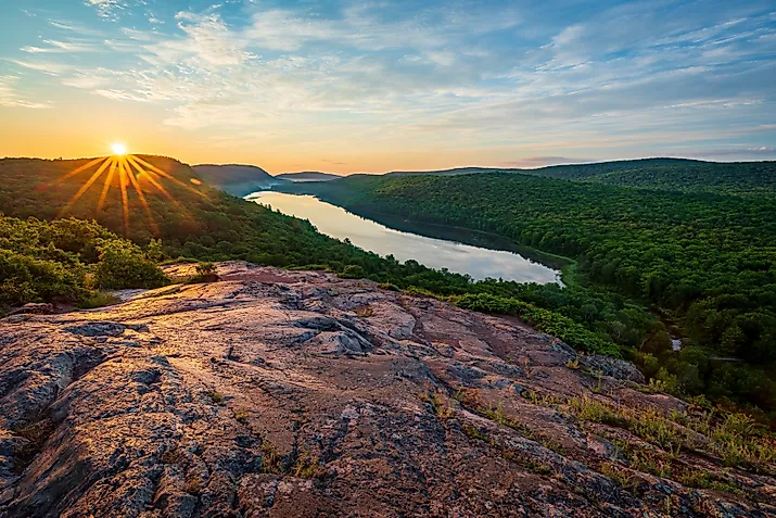 The dense wilderness of the Porcupine Mountains Wilderness State Park in Michigan.
